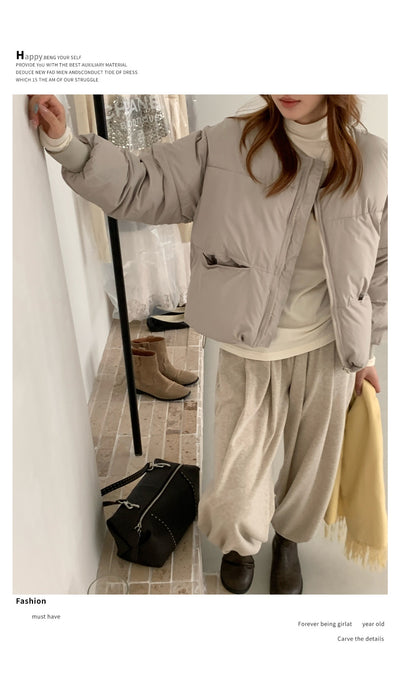 Chaqueta Acolchada Gris Corta para Mujer Talla Grande - Image 11