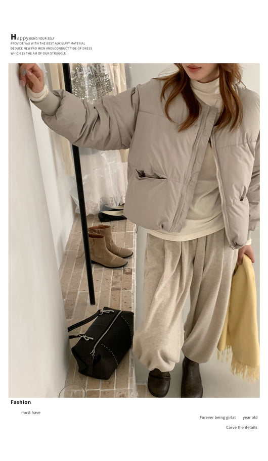 Chaqueta Acolchada Gris Corta para Mujer Talla Grande - Image 11