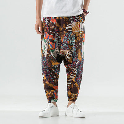 Pantalones Harem Casuales de Algodón y Lino para Hombre - Image 6