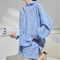 Conjunto Casual de Blusa y Shorts Azul para Mujer