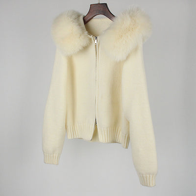 Abrigo de Primavera para Mujer con Cuello de Zorro Real y Capucha - Image 43