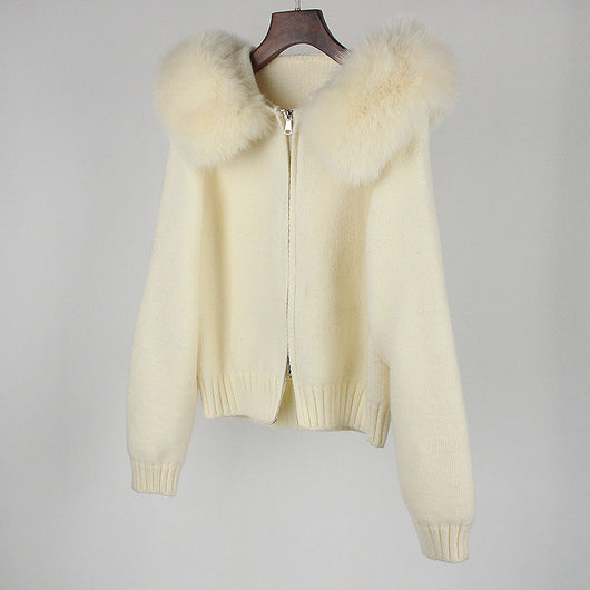 Abrigo de Primavera para Mujer con Cuello de Zorro Real y Capucha - Image 43