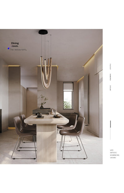 Lámpara de Techo Minimalista Moderna en Forma de U - Madera Maciza para Sala y Comedor - Image 11