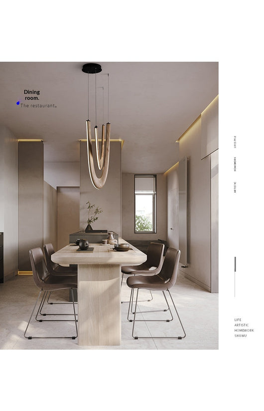 Lámpara de Techo Minimalista Moderna en Forma de U - Madera Maciza para Sala y Comedor - Image 11