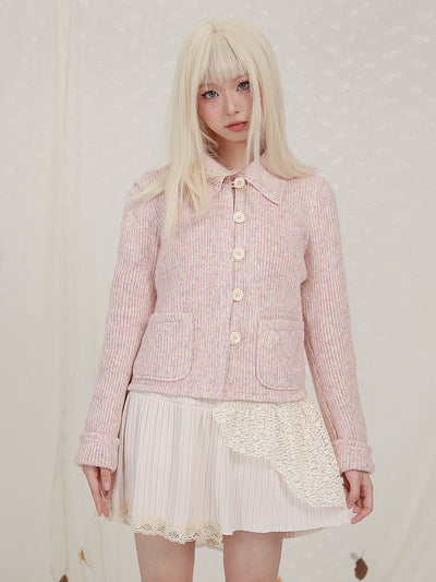 Cardigan Corto de Punto con Solapa y Manga Larga - Image 10