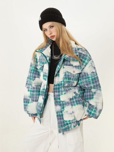 Abrigo de Algodón Cuadros Retro Holgado para Invierno - Image 19