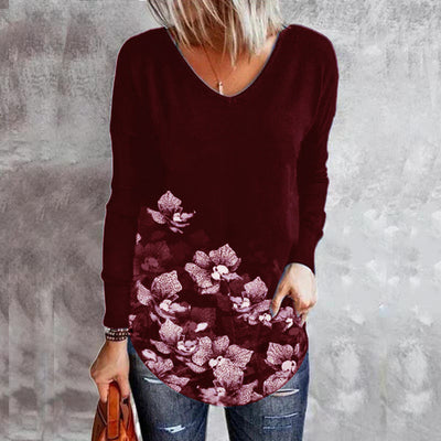 Blusa Suelta con Estampado Floral y Cuello en V para Mujer - Image 5
