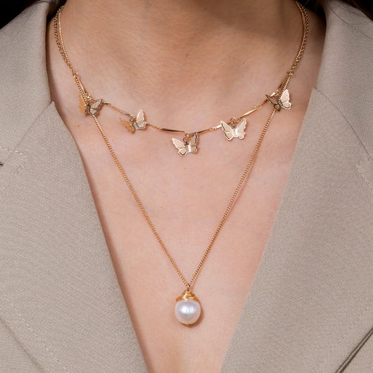 Collar Mariposa de Perlas de Agua Dulce Natural Multicapa - Image 11