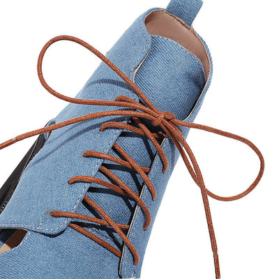 Sandalias Denim para Mujer con Cordones Delanteros y Punta Abierta - Image 10