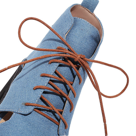 Sandalias Denim para Mujer con Cordones Delanteros y Punta Abierta - Image 10