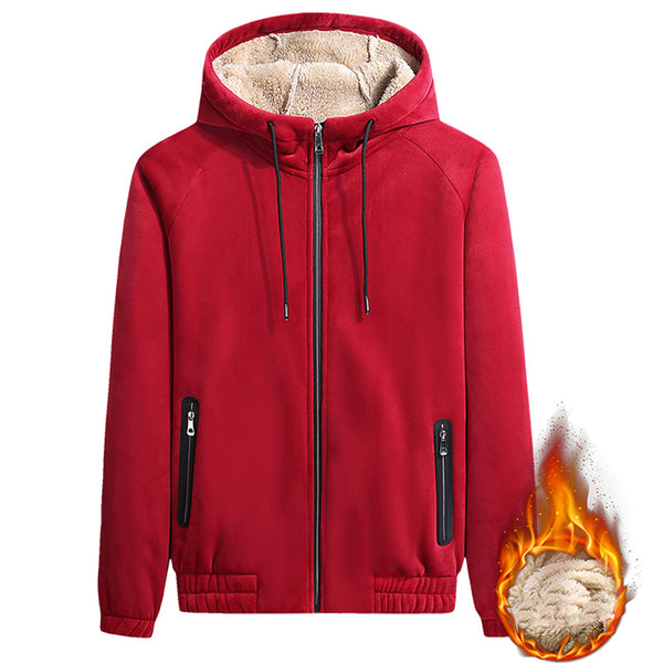 Cardigan con Capucha de Cachemir para Hombre Talla Grande - Abrigo Cálido de Terciopelo de Cordero