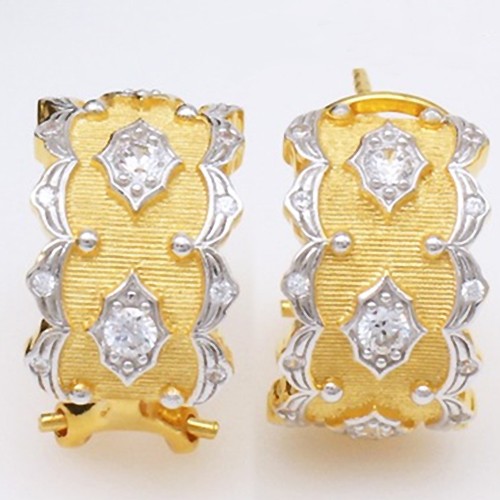 Aretes de Plata 925 Chapada en Oro - Diseño Onda Estrella Lujo Personalizado