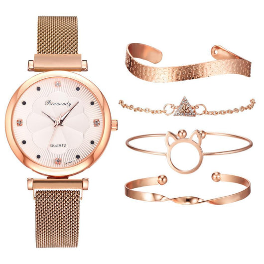 Reloj de Cuarzo con Esfera Floral y Malla Ajustable - Image 12