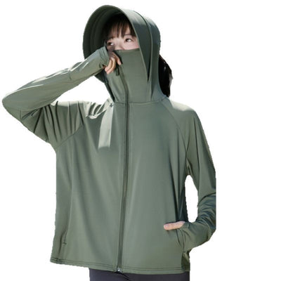 Ropa de Protección Solar Tipo Ice Silk con Ala Ancha para Mujer - Image 5