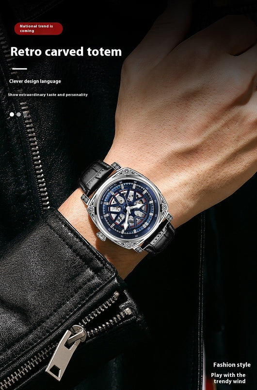 Reloj Automático de Acero Inoxidable con Correa de Cuero para Hombre - Image 9