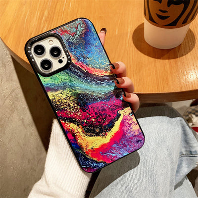 Funda iPhone 13 con Diseño de Pintura Abstracta Colorida - Image 9