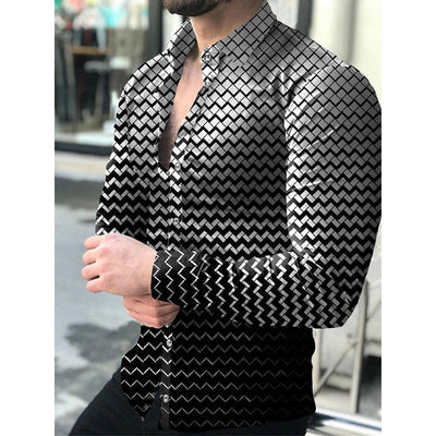 Camisa Casual de Manga Larga con Impresión Digital 3D para Hombre - Image 30