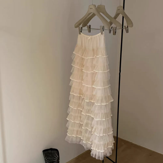 Falda Midi Ajustada de Tul con Bolsa Integrada para Cadera