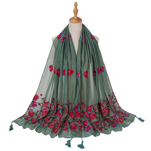 Chal de Viaje Elegante con Bordado Artesanal - Image 8