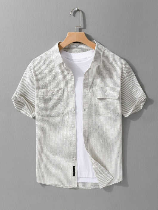 Camisa Casual de Algodón Manga Corta para Hombre - Versátil y Moderna - Image 13