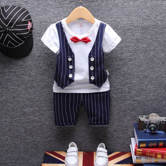 Conjunto Formal para Niño: Camiseta + Chaleco Gentleman de Algodón