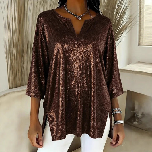Blusa Navideña Brillante de Manga Larga para Mujer - Image 8