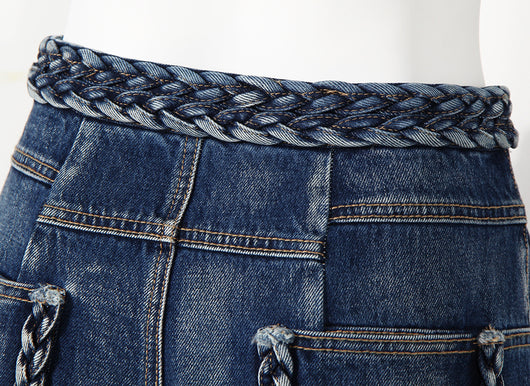 Pantalones de Mezclilla Acampanados Tejidos a Mano para Mujer - Image 9