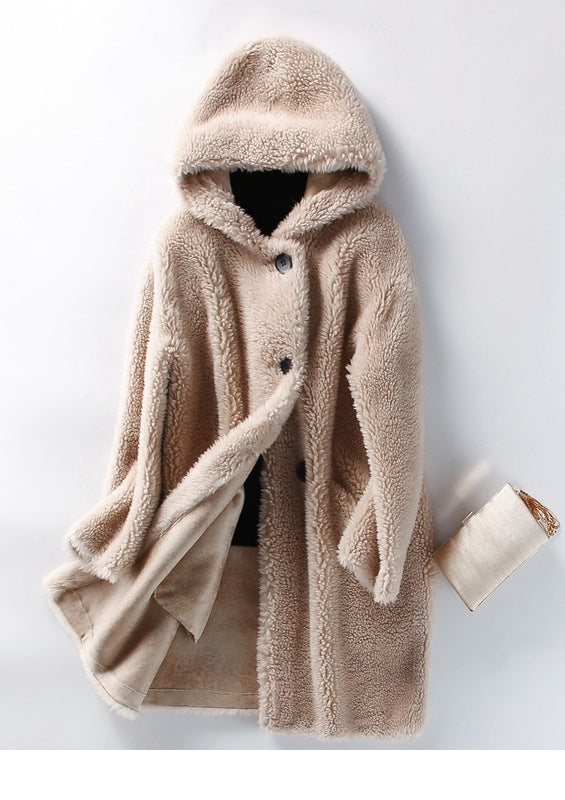 Abrigo Cálido de Lana de Cordero con Capucha para Mujer - Image 7
