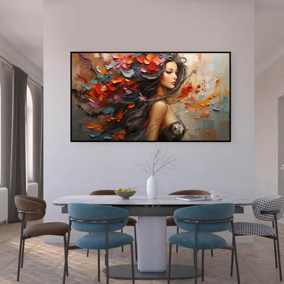 Cuadro Abstracto Pintura al Óleo Mujer Elegante Arte Moderno Textura Lienzo Decorativo