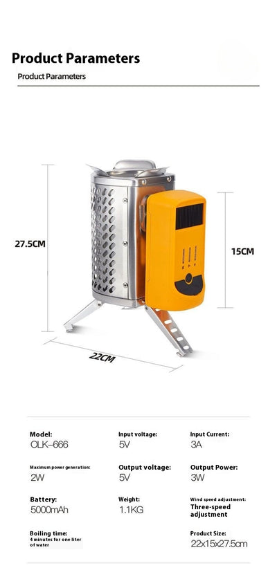 Estufa Portátil de Leña con Generador Térmico para Camping y Asados - Image 14