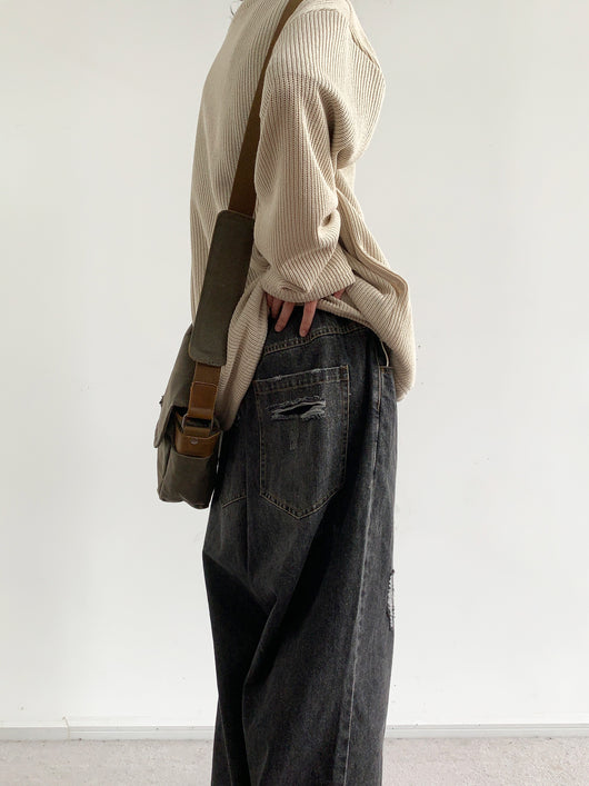 Pantalones Vaqueros Retro Estilo Japonés con Desgaste Pesado y Roturas Artesanales - Image 6