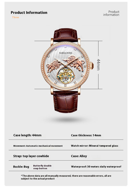 Reloj Mecánico de Lujo con Diamantes Incrustados Resistente al Agua - Image 5