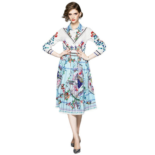 Vestido Camisero Plisado con Fleco en la Cintura