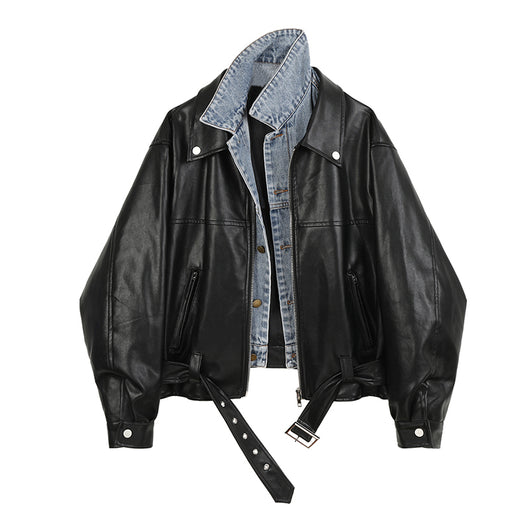 Chaqueta de Cuero para Motociclista con Costuras Vaqueras - Image 5