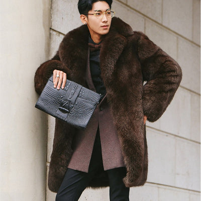 Abrigo Trench de Piel para Hombre Talla Grande Moda Europa y Estados Unidos - Image 4