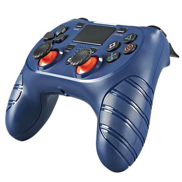 Black wireless game controller for PS4 with red joysticks, textured grips, and standard control buttons. - Image 5