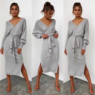Vestido de Encaje con Manga Larga y Escote en V para Mujer - Image 17