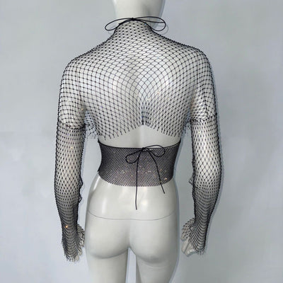 Top Camiseta de Malla con Strass y Cordón Ajustable - Image 12