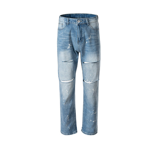 Jeans Rotos Unisex con Detalles de Pintura - Estilo Urbano Moderno - Image 2