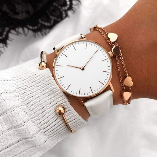 Reloj para Mujer de Correa Simple con Esfera Grande de Cuarzo