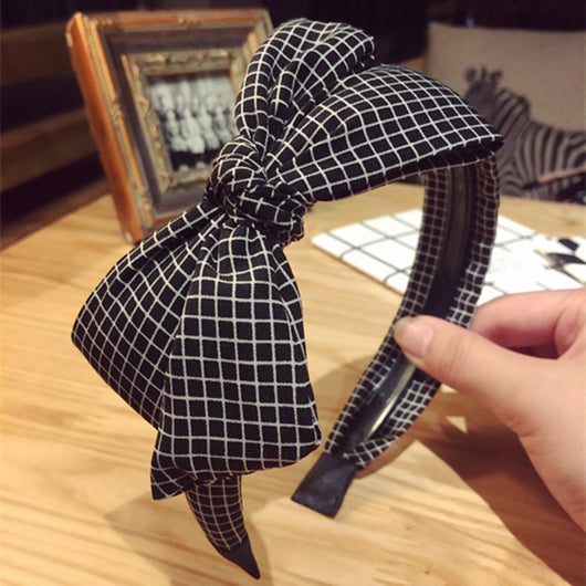 Diadema de Moño Grande en Tela Escocesa con Dientes Antideslizante - Image 18