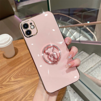 Funda Protectora Lujo Oso Brillante con Cristales Electrochapados