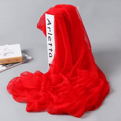 Pañuelo de Seda Largo para Mujer - Chal Playero Chifón Liso Grande