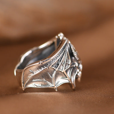 Anillo Abierto Calavera Murciélago en Plata S925 - Estilo Retro Personalizado - Image 3