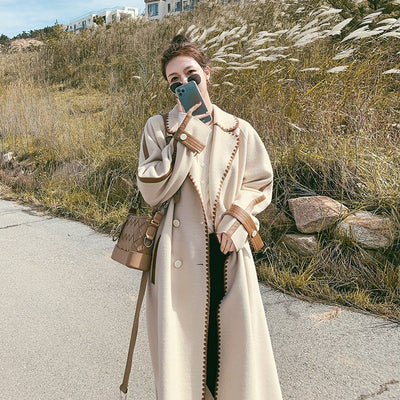 Abrigo Holgado de Lana Reversible Beige con Bordes Contrastantes - Image 8