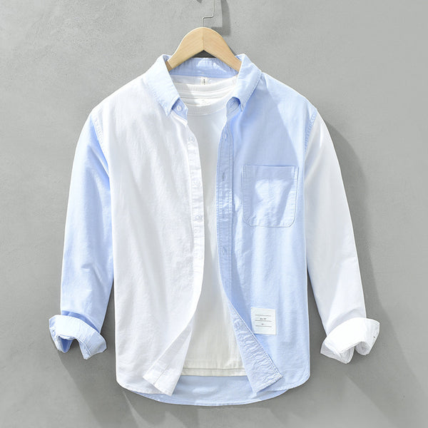 Camisa Casual de Manga Larga con Combinación de Colores Japonesa
