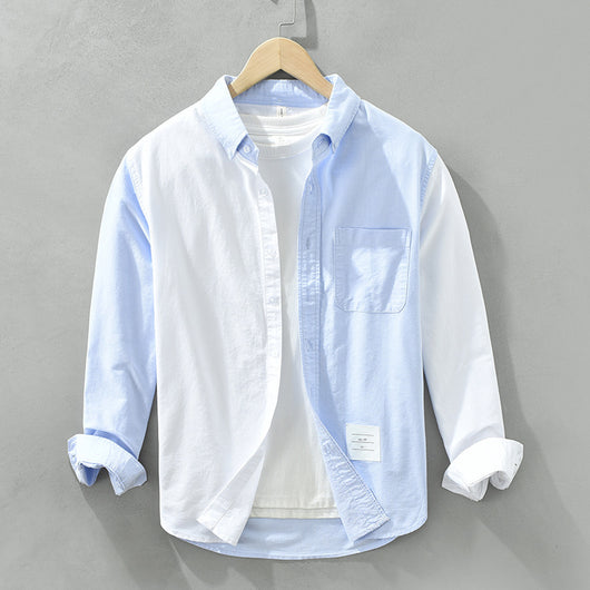 Camisa Casual de Manga Larga con Combinación de Colores Japonesa