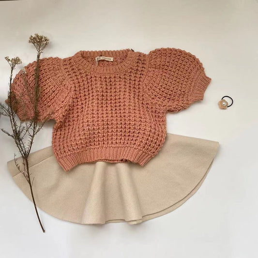 Falda Pullover Tejida de Color Sólido para Niñas