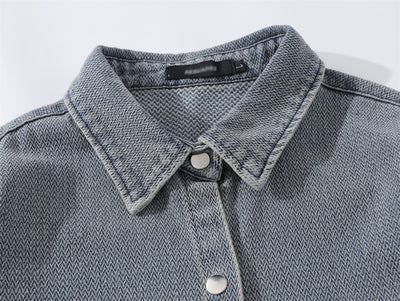 Camisa Denim Blanca Desgastada Estilo Urbano Punk para Hombre - Image 11