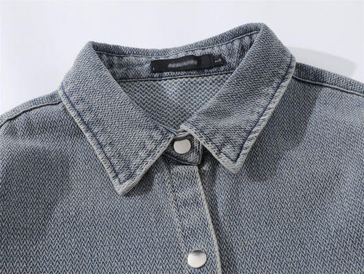 Camisa Denim Blanca Desgastada Estilo Urbano Punk para Hombre - Image 11